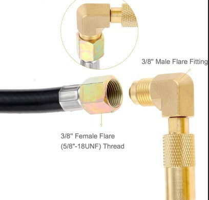 3/8" Male Propane Conversion Fitting with 90° Elbow Connector